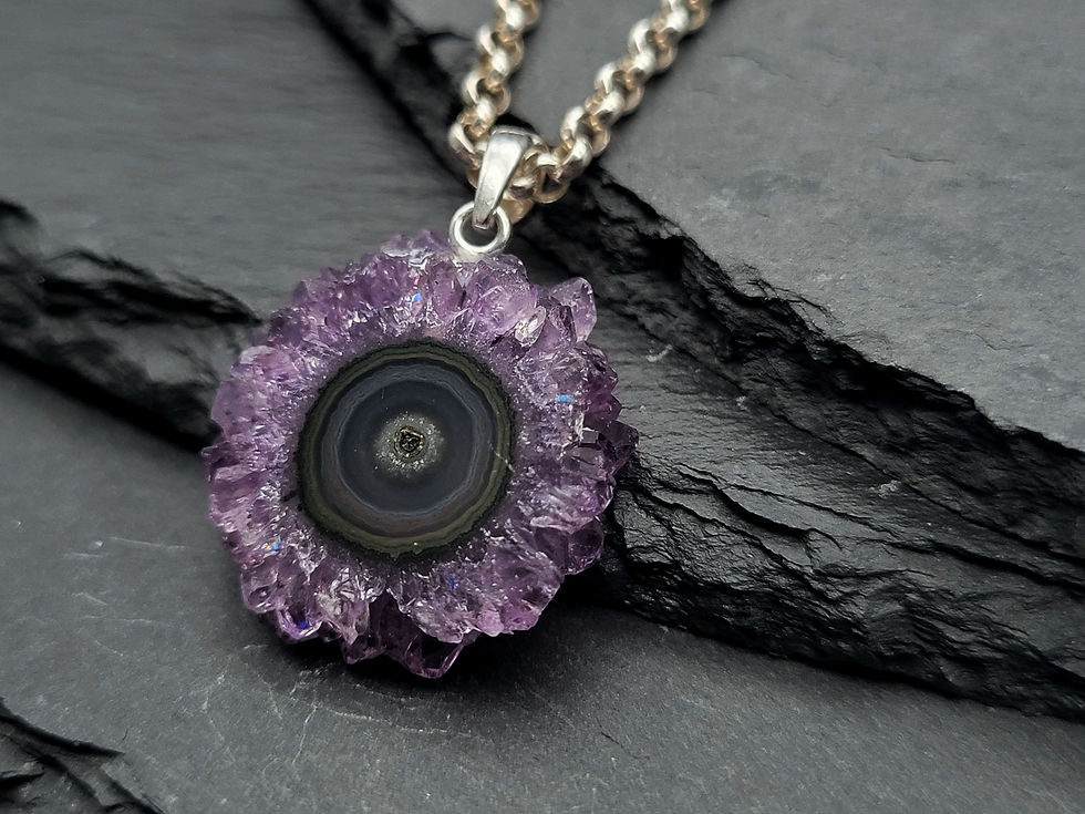Miniaturbild: Amethyst Stalaktit Anhänger mit 925er Silberöse