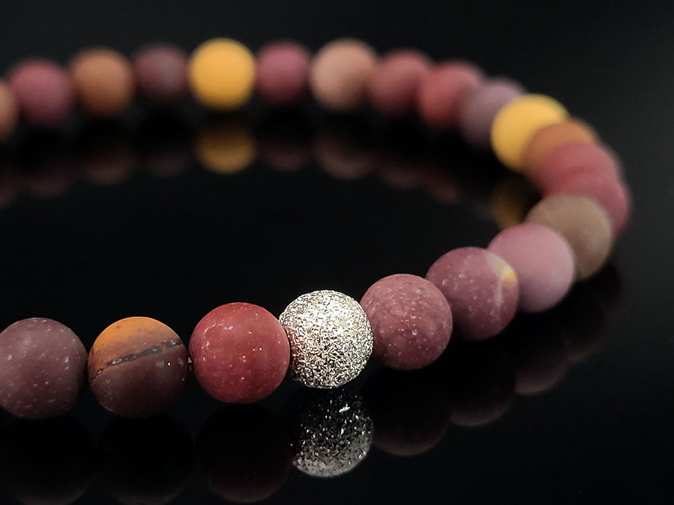 Miniaturbild: Armband elastisch Mookait matt mit Silberkugel satiniert
