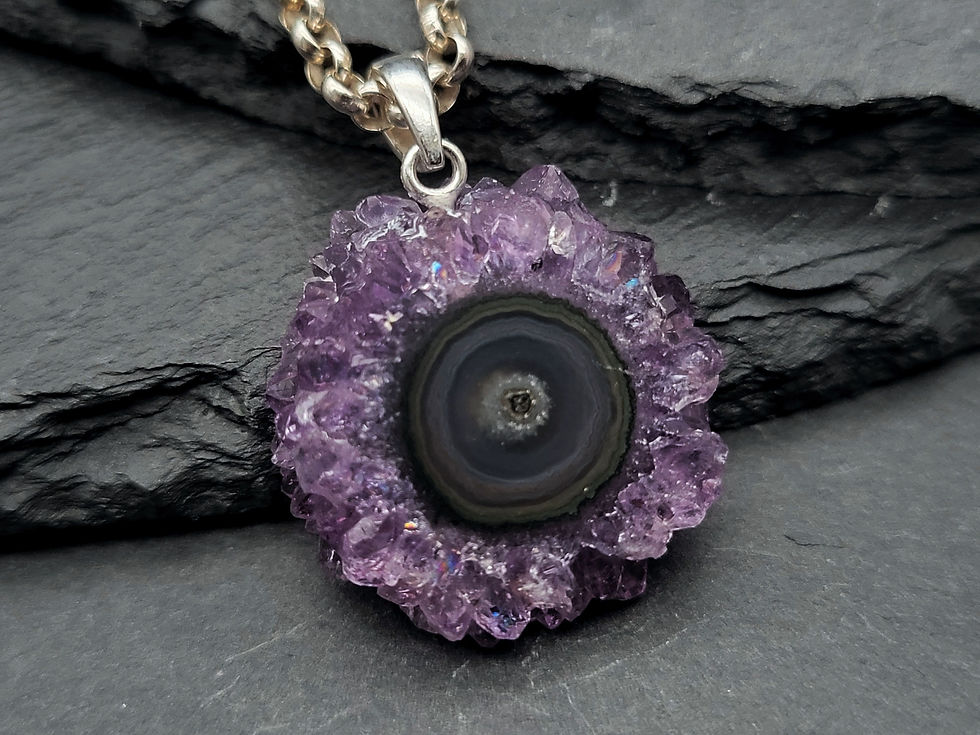Amethyst Stalaktit Anhänger mit 925er Silberöse