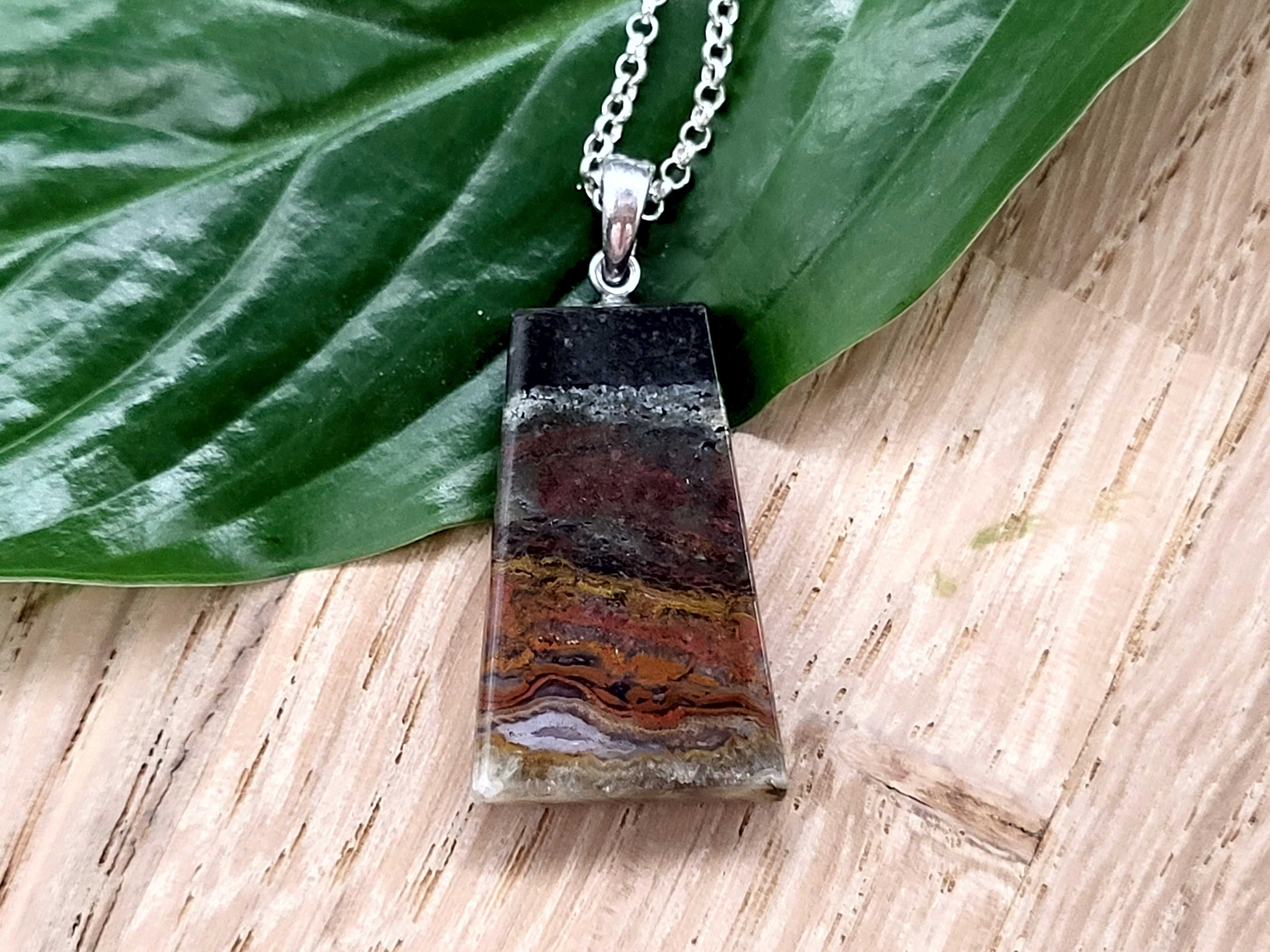 Achat Trapez-Anhänger mit 925er Silberöse