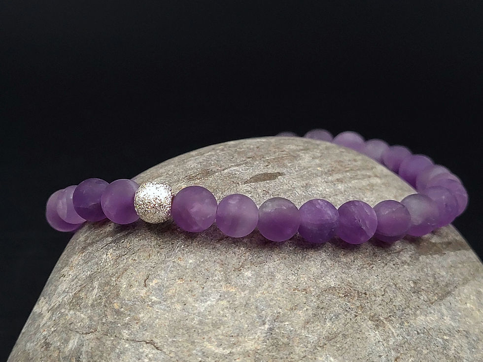 Miniaturbild: Armband elastisch Amethyst matt mit Silberkugel satiniert