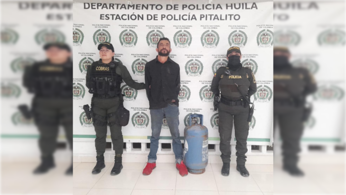 Capturado por agredir a su propia madre en Pitalito, Con un cilindro de 40 libras