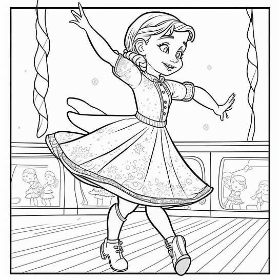 Anna Frozen Dancing Free Coloring Page