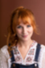 Zoe Croft Actress With A Custom 'Coffee' Backdrop