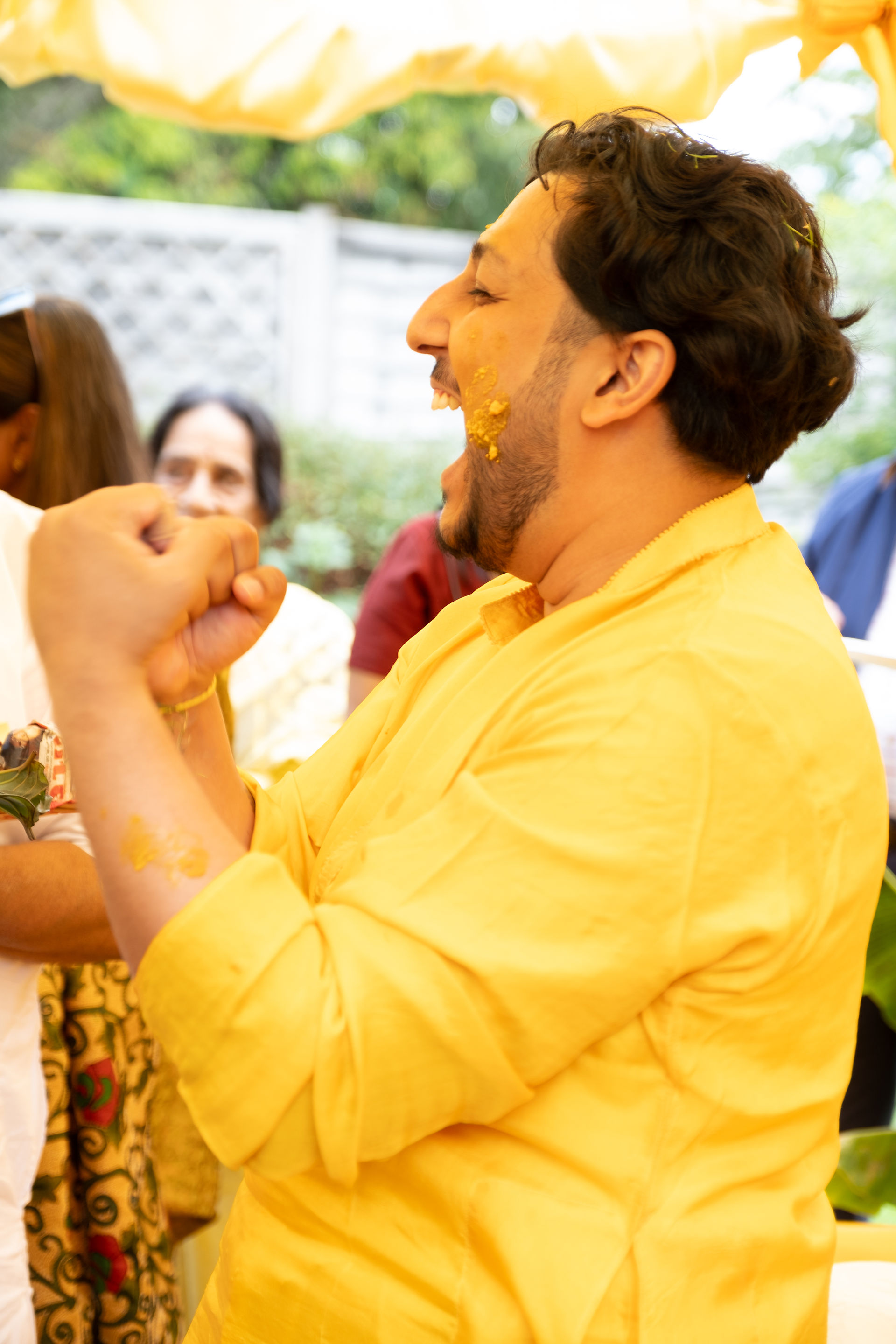 A groom celebrating 