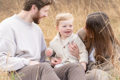 Family photo amongst the long grass in Fleet Hampshire