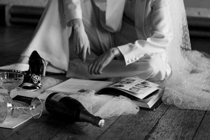 Black and white editorial style bridal image Styled Shoot