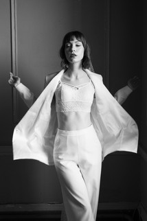 Black and white editorial style bridal image Styled Shoot