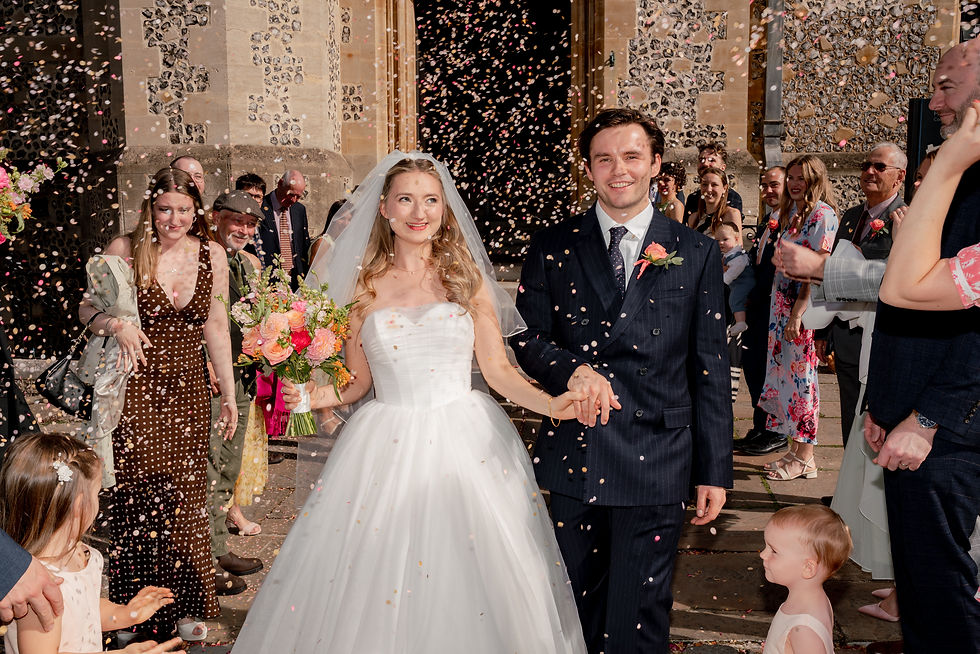 A confetti shot outside Winchester registry office