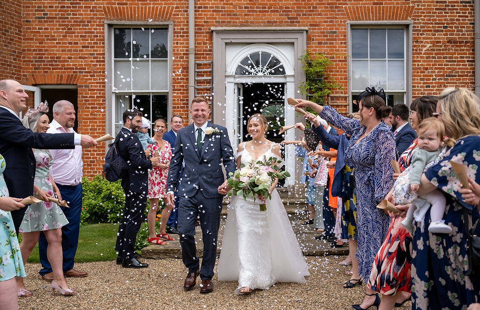 A confetti walk outside Highfield Park, Hampshire