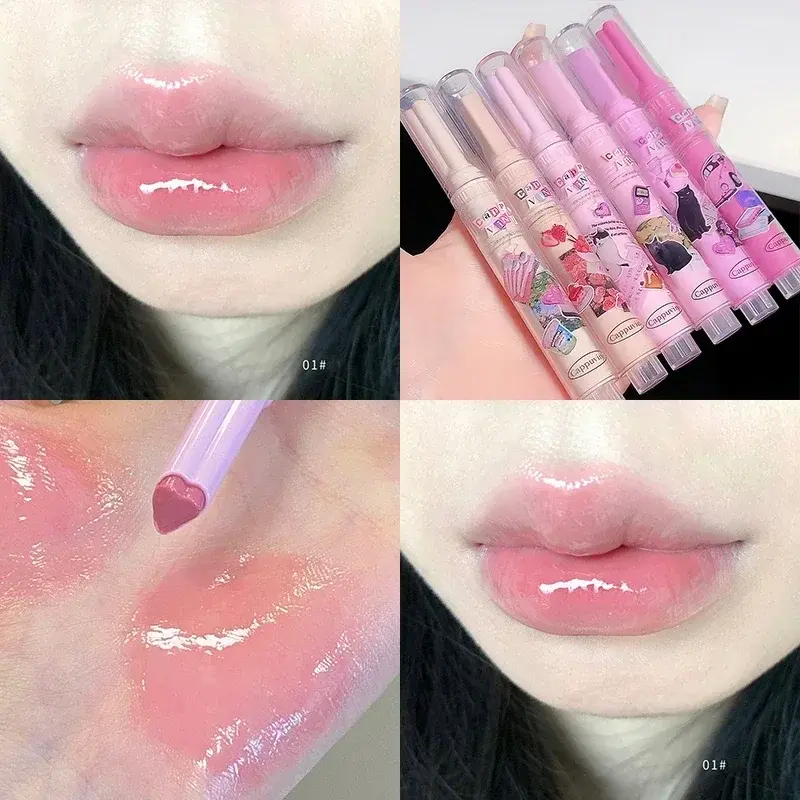 Miniatura: Baton Rosa Brilho de Água Transparente Esmalte Labial á prova D´água
