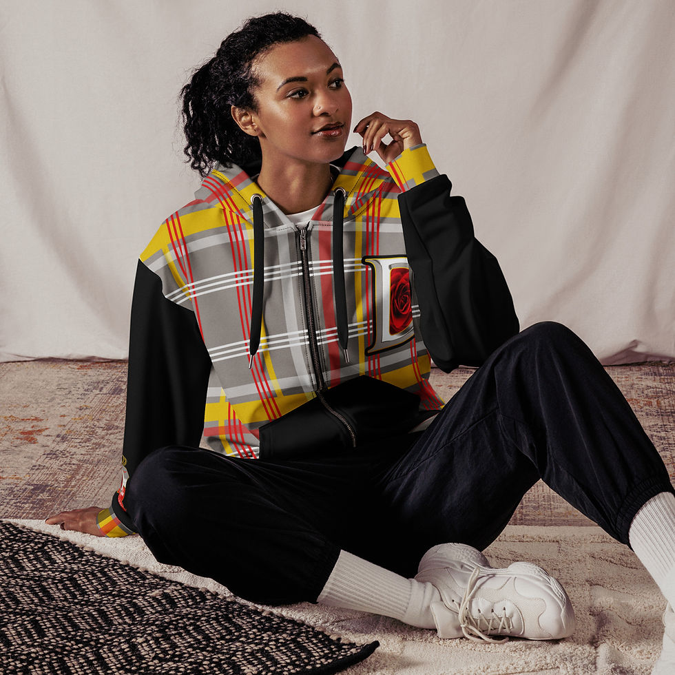 Thumbnail: DENA ACADEMY Preppy Plaid Zip-up Hooded Sweatshirt