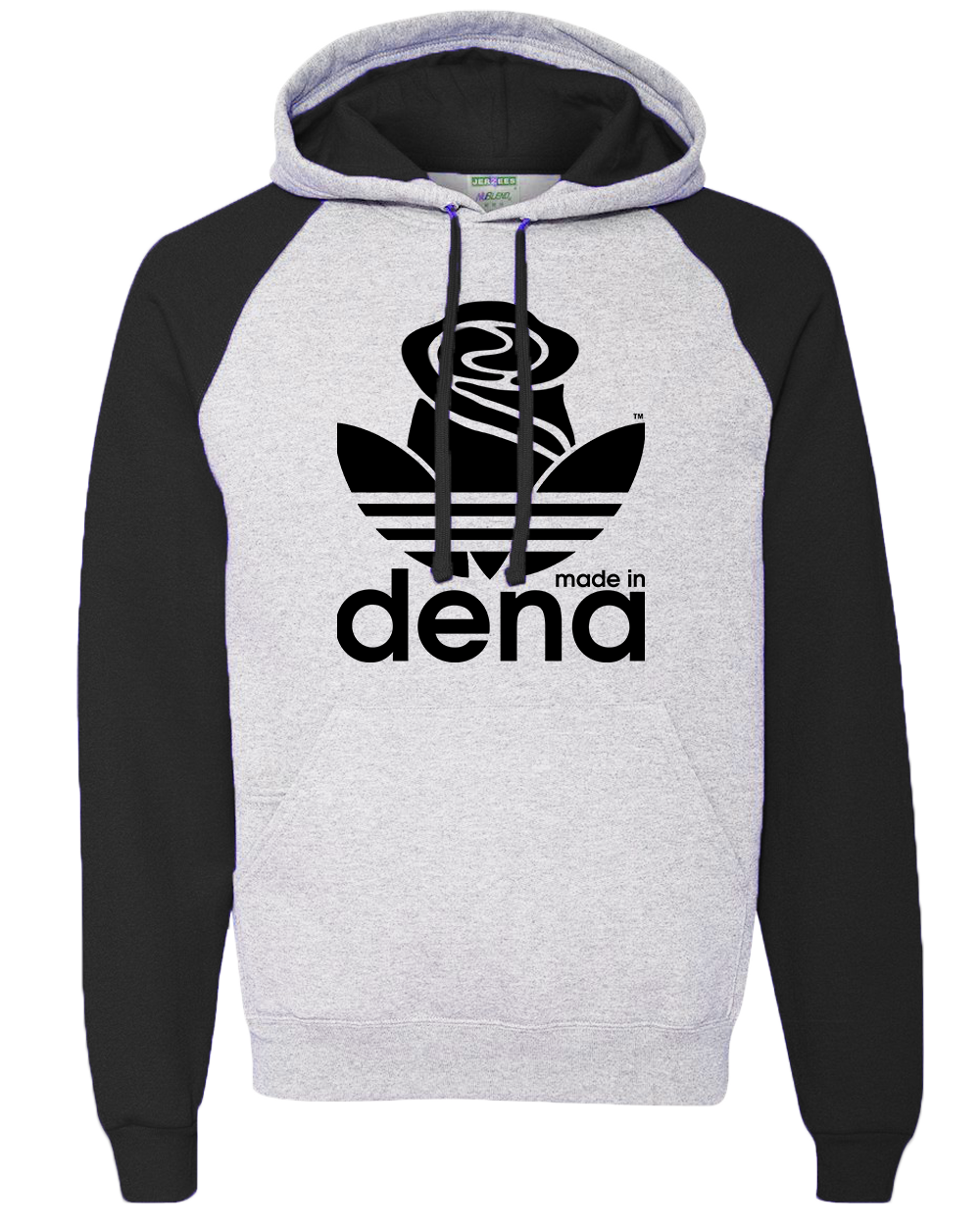 "MADE IN DENA" Adidas-Inspired Two-Toned Fleece Hoodie