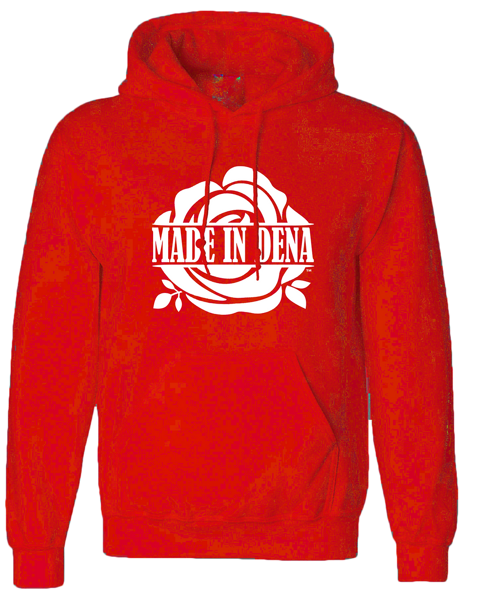 Thumbnail: "MADE IN DENA" White Logo Fleece Hoodie