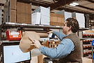 packing materials at workstation