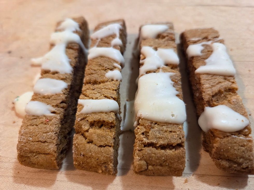 Gingersnap Biscotti with White Chocolate Drizzle
