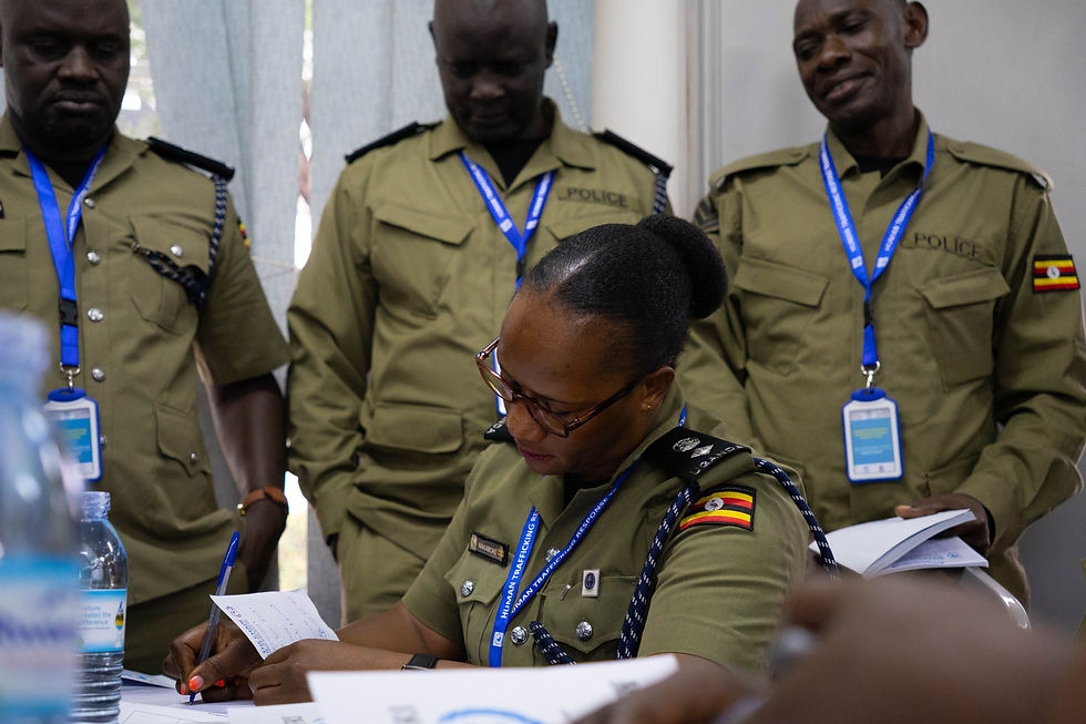 Uganda Police Force officers attend Day 3 of the human trafficking response training at the UNAFRI Secretariat.