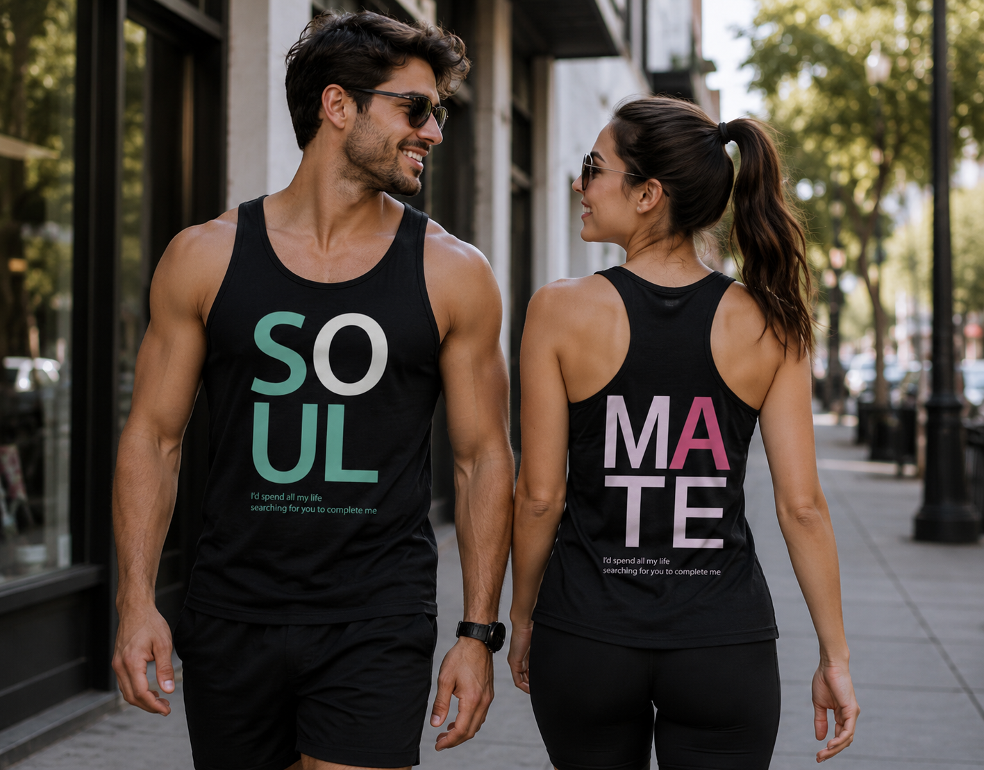 SOULMATE Couple Customized Printed Unisex Tank Top Combo