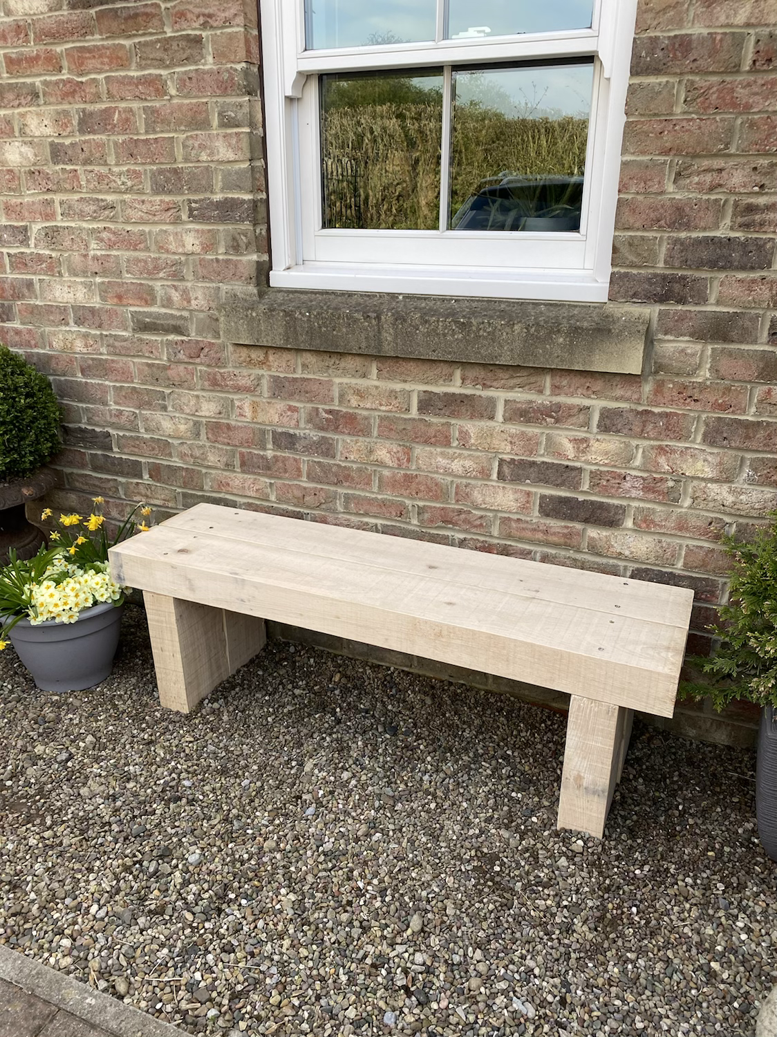 Solid oak garden bench 