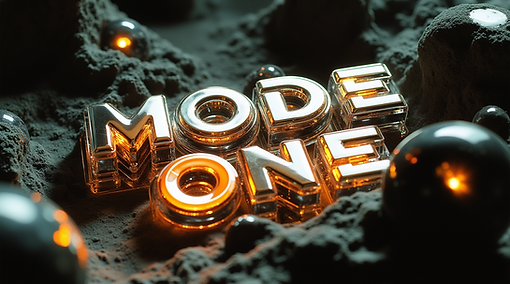 mode_one_in_clean_text_made_out_of_futuristic_material_in_an_environment_of_realistic_orga