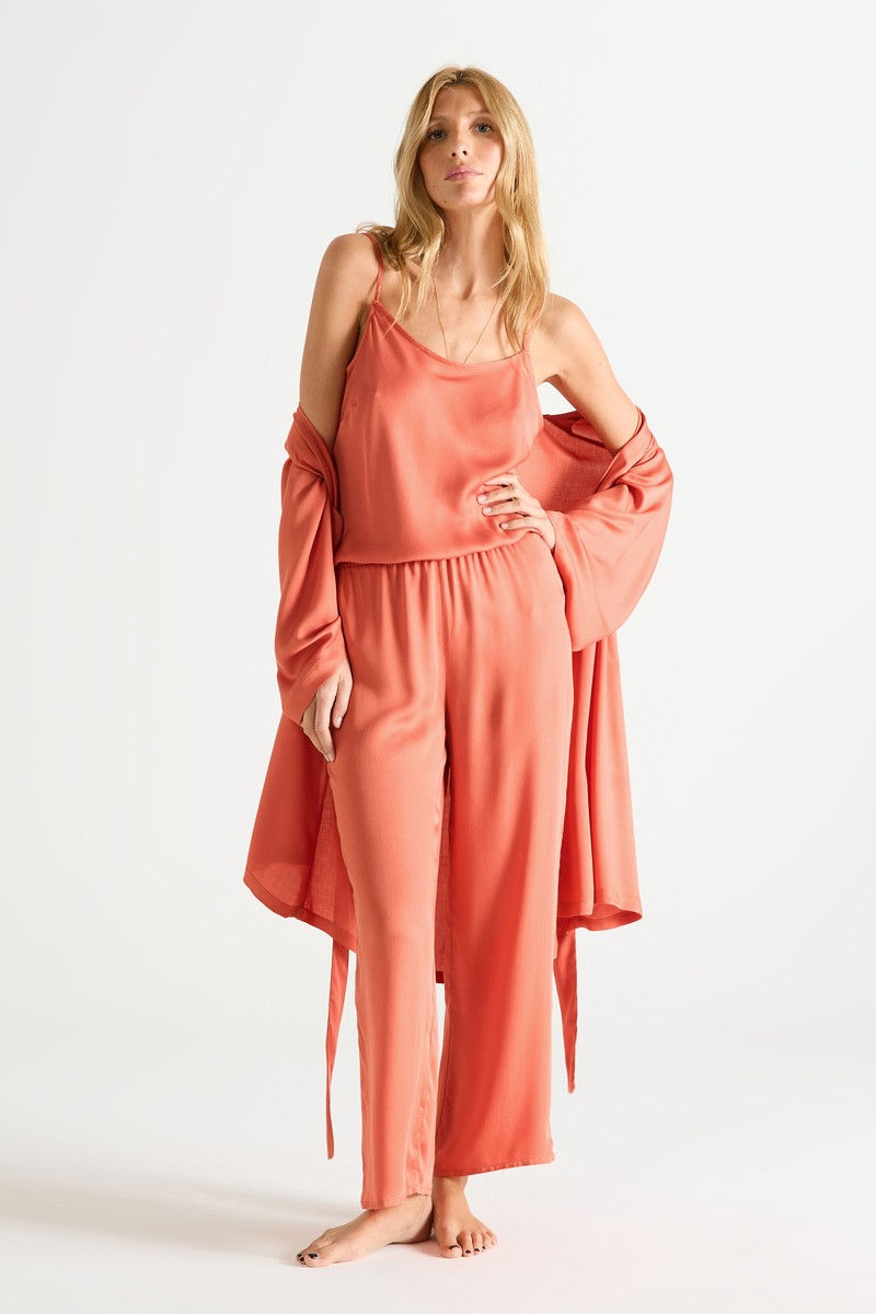 Laurence Tavernier Cleome Pajama in Orange, on model, front view