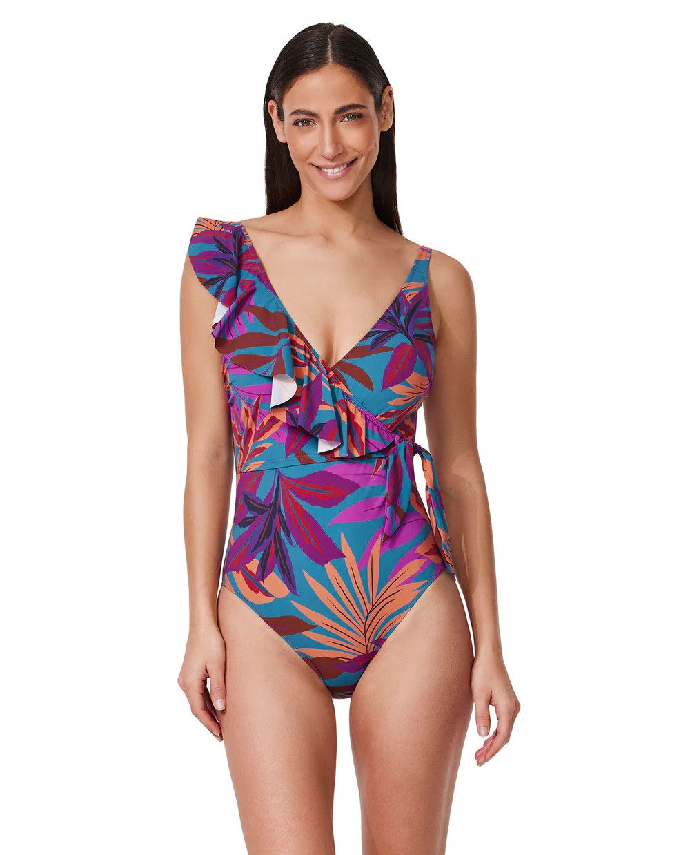 Gottex Plantopia Surplice One-Piece Swimsuit Front View