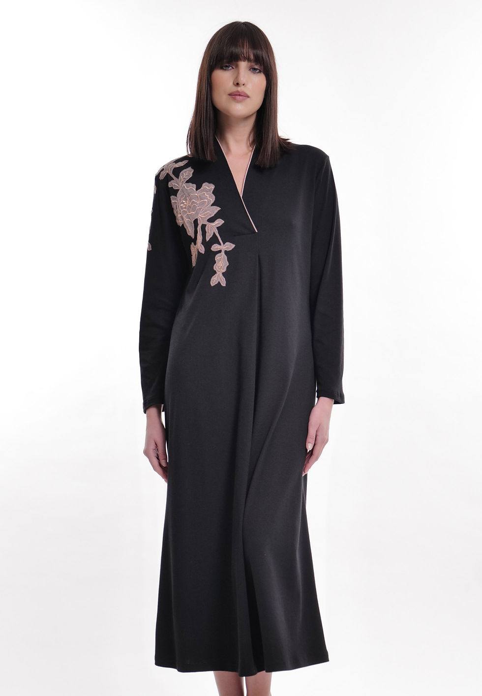 Miniatura: Verdiani Long Sleeve Cotton Nightshirt in Black