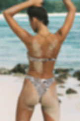 Vitamin A California Hi Leg Swim Bottom in Shell Stripe Print, lifestyle image