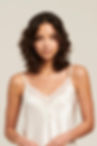 Ginia Silk Cami with Lace in ivory on model, v-neck details