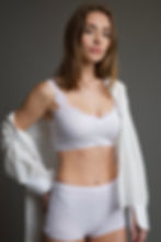 Andine Tuscany Pointelle Short in White on model front view
