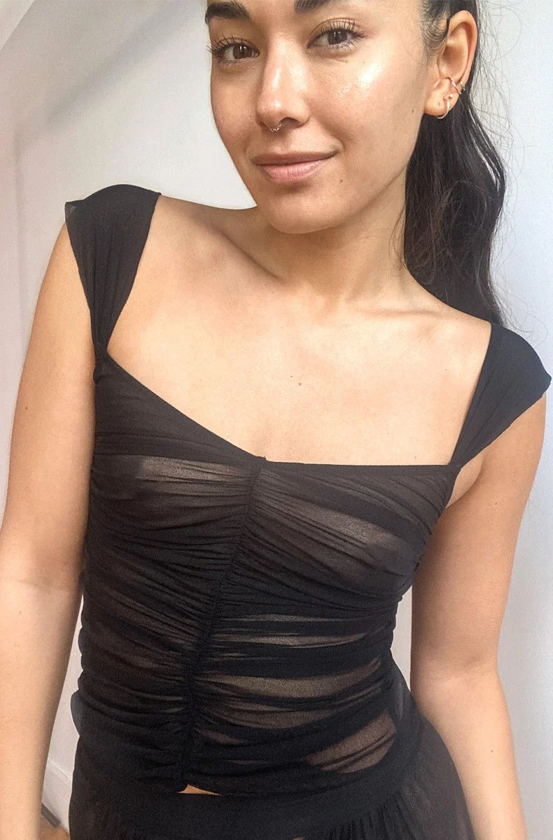 Only Hearts Tulle Frances Cami in Black, on model, front view