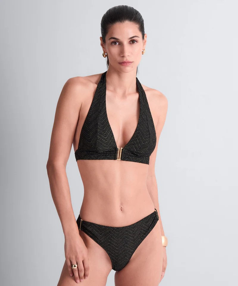 Thumbnail: Aubade Golden Horizon Triangle Bikini Top in Black