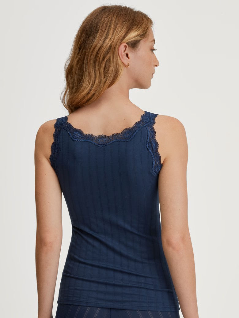 Calida Etude Toujours Cotton Tank in Peacoat Blue Back View