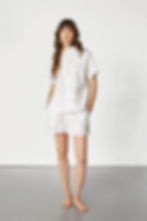 Pluto Gedien Short Pajama Set in White Polka Dot Front View