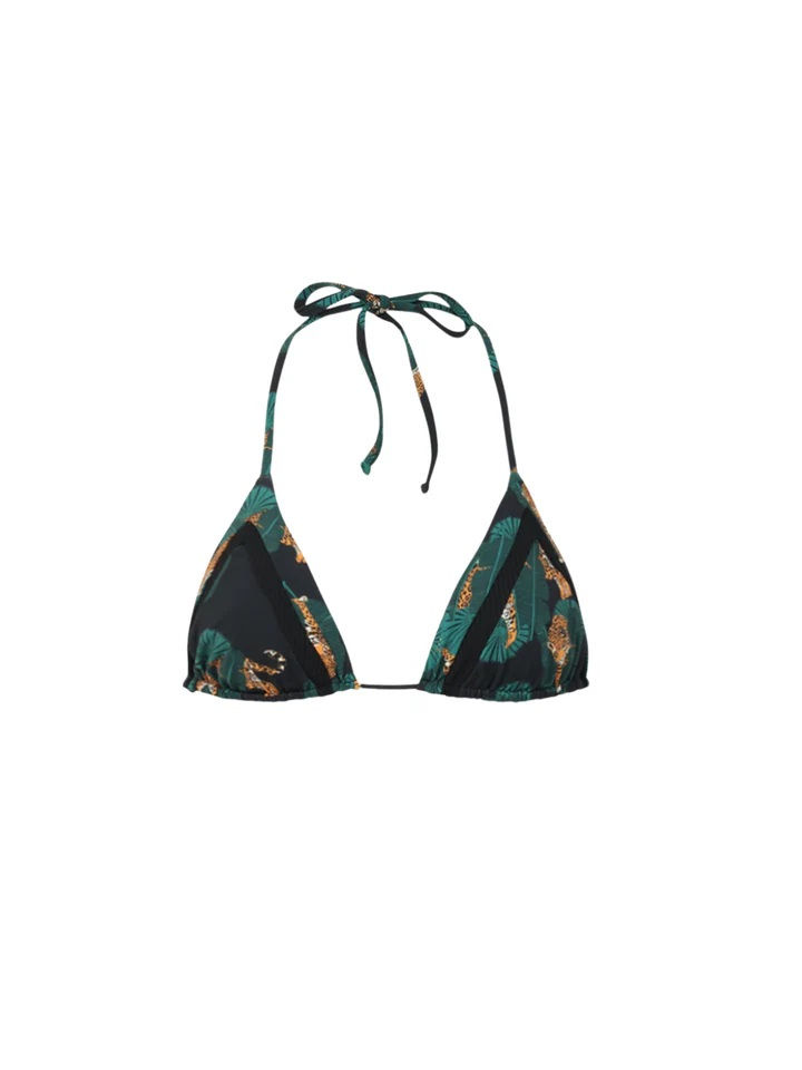 Thumbnail: Bromelia Maragogi string swim top in jaguar print