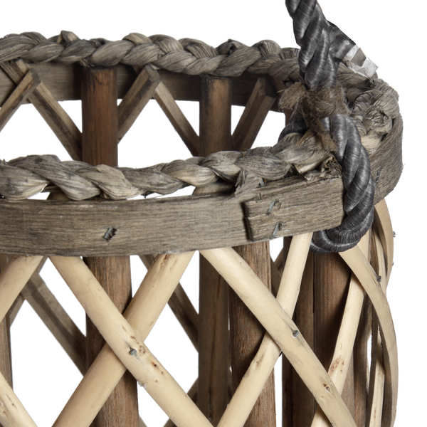 Thumbnail: Medium Wicker Lantern With Glass Hurricaine