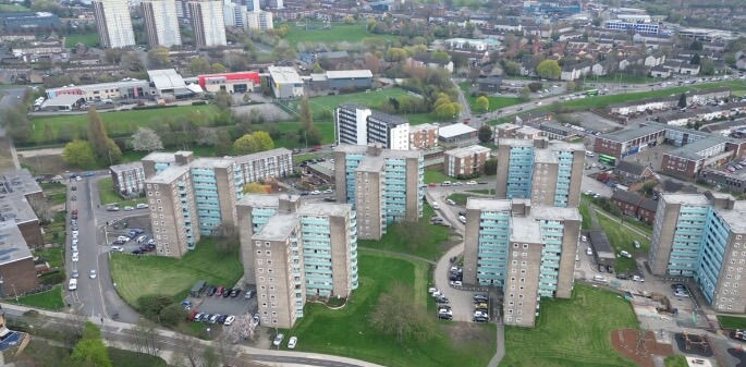 Drone image of Social Housing