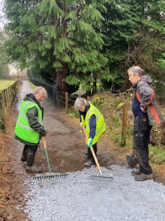 Raking the base layer.