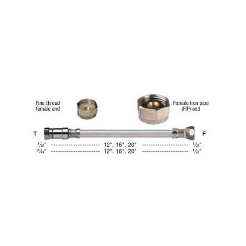 Thumbnail: Auto Shut-off Valve Faucet Connectors - Braided Stainless Steel
