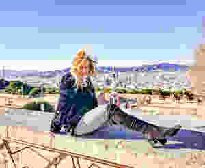 sitting on a ledge