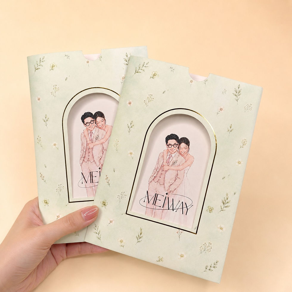 Thumbnail: Watercolor Couple Die-Cut Sleeve Wedding Invitation with Custom Gold Foil