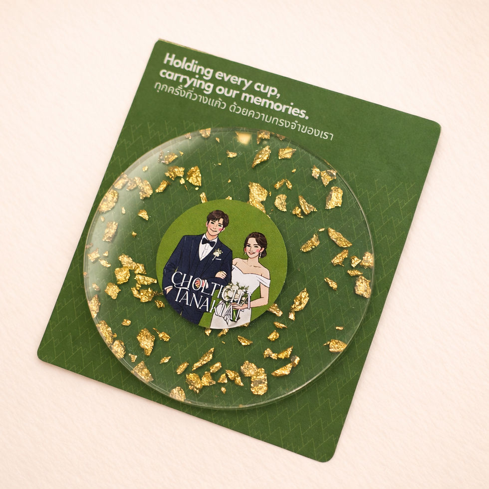 Thumbnail: Transparent Gold Foil Acrylic Coaster for Wedding Favor