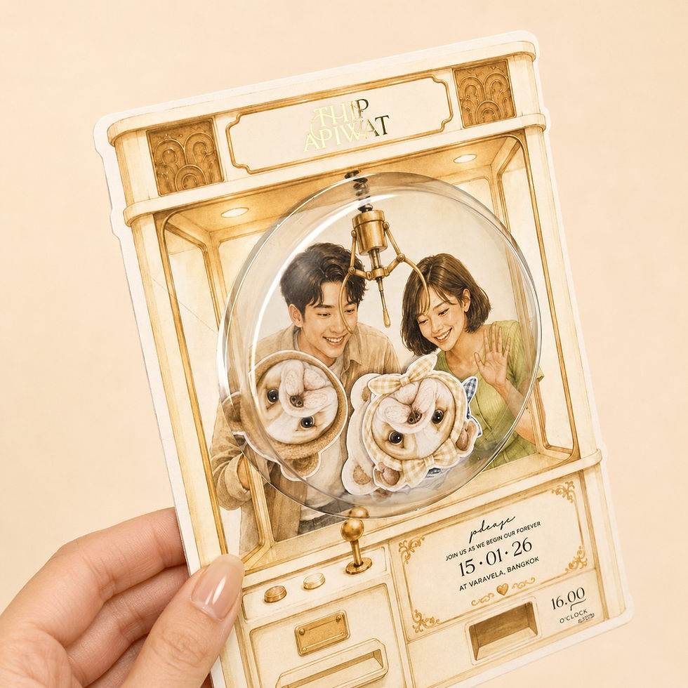 Thumbnail: 3D Pet Claw Machine Wedding Invitation | Interactive Shaker-Style Wedding Card