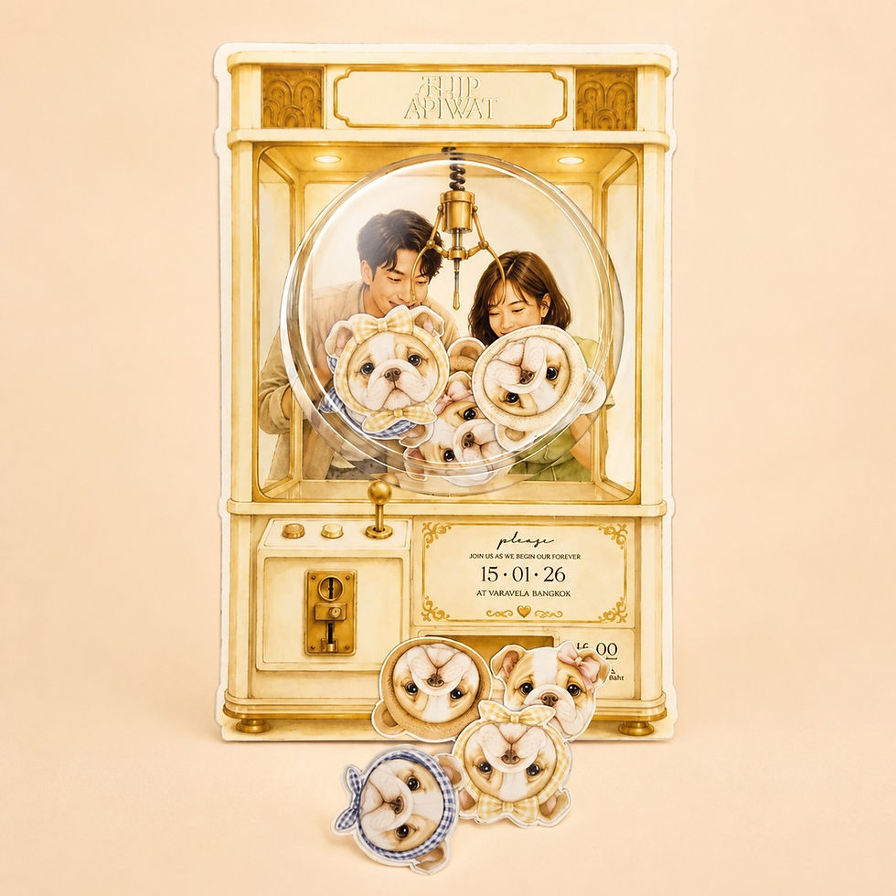 Thumbnail: 3D Pet Claw Machine Wedding Invitation | Interactive Shaker-Style Wedding Card