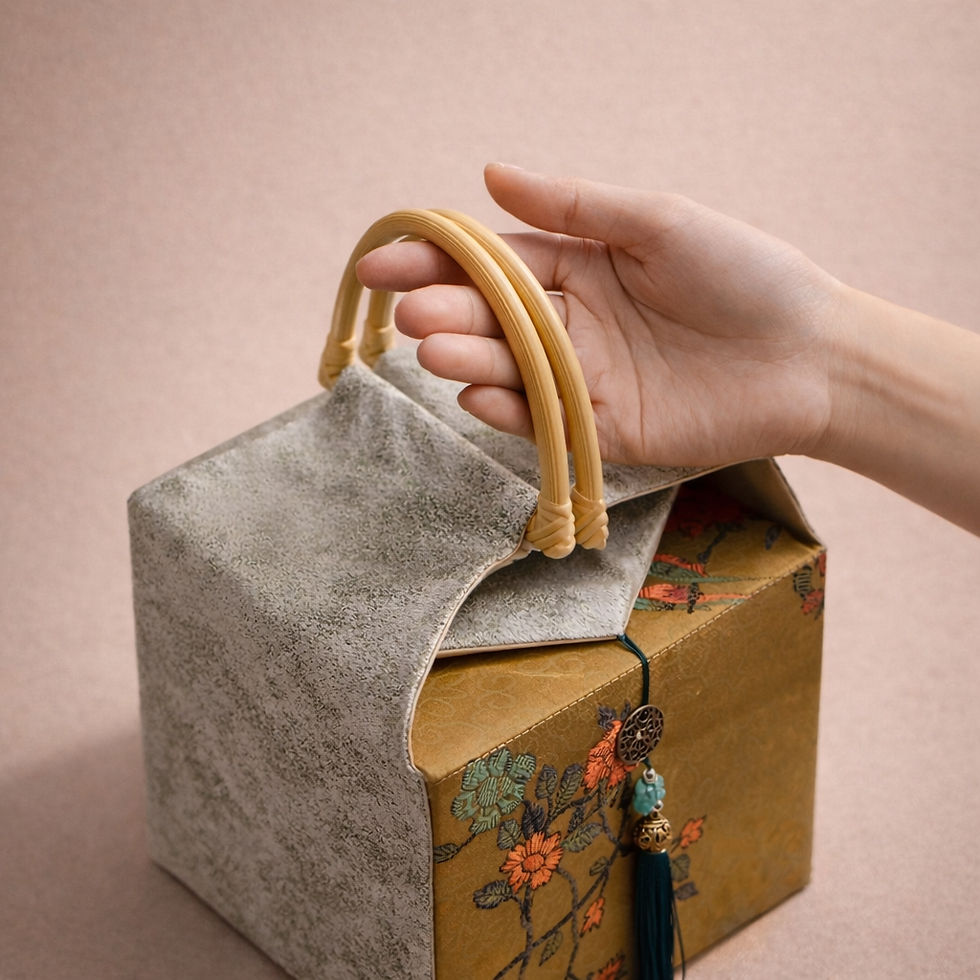 Thumbnail: Square Embroidered Wedding Engagement Gift Box – Golden Blessing Series