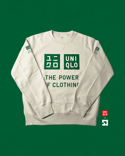 Sweatshirt Uniqlo personnalisé. Personnalisation textile de qualité avec un design minimaliste et impactant.