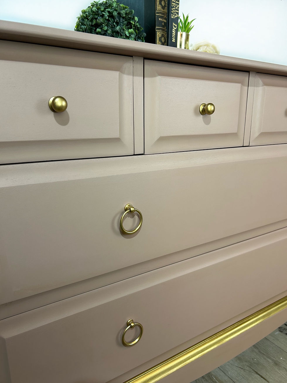 Thumbnail: Stag Minstrel Pink and Gold Chest of drawers, 4 over 2, 6 drawers, girls bedroom furniture, wisbech, kings lynn, norfolk