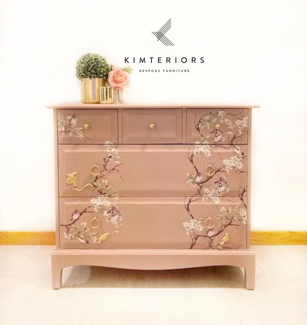 Pink Stag Minstrel Blossom Flight 3 over 2 5 drawer chest of drawers, norfolk cambridgeshire