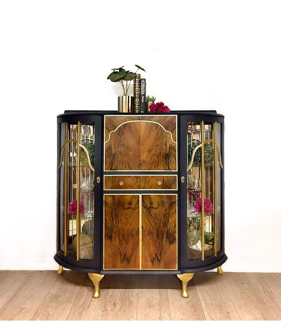 Thumbnail: Blue and Gold Floral Cocktail Display Cabinet