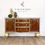 Thumbnail: Vintage Walnut veneered sideboard, painted in neutral tones, gold detailing.